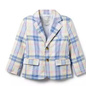 Janie and Jack 100049002 The Plaid Linen Cotton blend blazer NWT